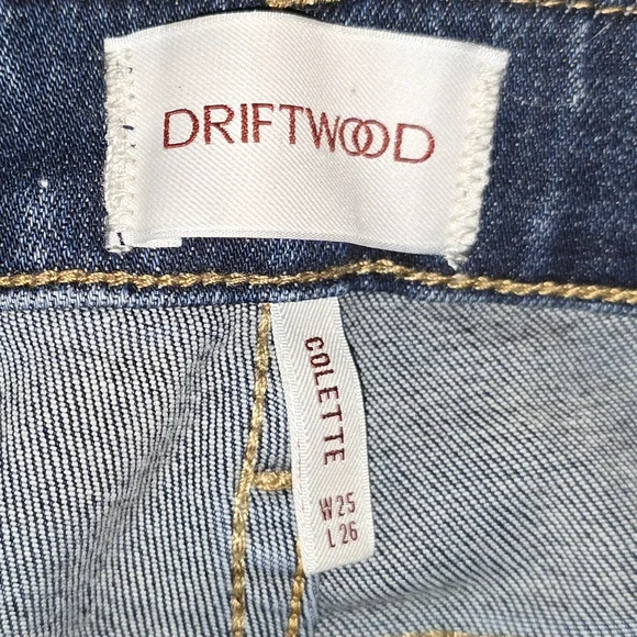 DRIFTWOOD Collete Jeans w/ Embroidered Hem/Pockets 25x26. Size 25. Maybe capris. - Picture 3 of 5